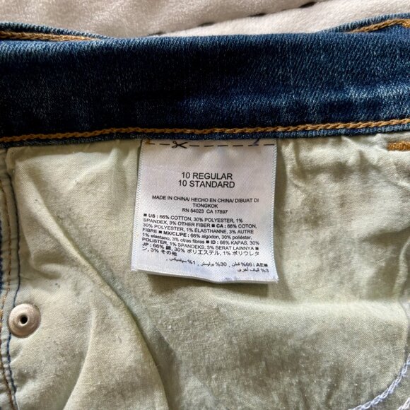 Old Navy Women’s Mid-Rise Straight Jeans Sz 10 Regular Dark Wash Frayed Hem - Picture 6 of 7